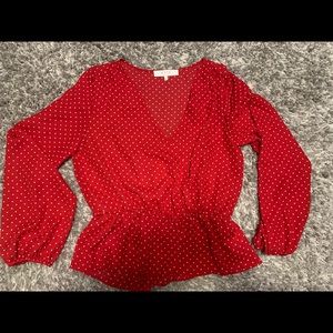 red & white polka dot dress shirt